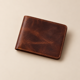 Portefeuille cuir homme marron vieilli – fermé