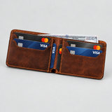 Portefeuille cuir homme marron vieilli – sur fond blanc
