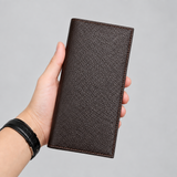 Portefeuille Long Cuir Grainé Chocolat – face