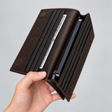 Portefeuille Long Cuir Grainé Chocolat – profil