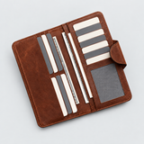 Portefeuille Long Cuir Cognac à Rabat – ouvert