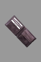Portefeuille homme en cuir avec porte-monnaie – gris, ouvert