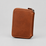 Portefeuille zippé homme en cuir – cognac, dos