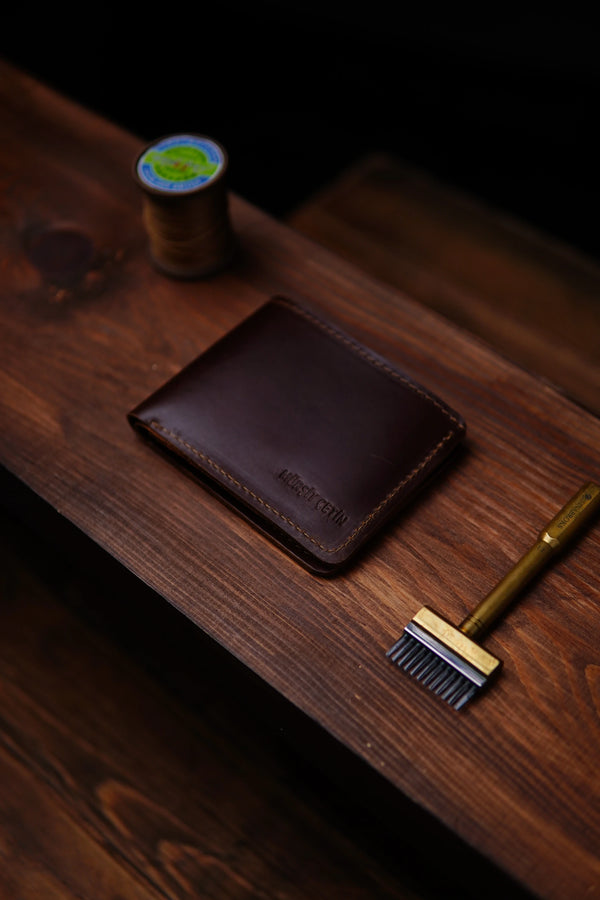 Portefeuille cuir luxe homme gravé prénom — artisanal | CréaBySana