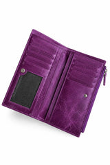 Portefeuille cuir femme luxe vieilli — compartiment monnaie zippé | CréaBySana