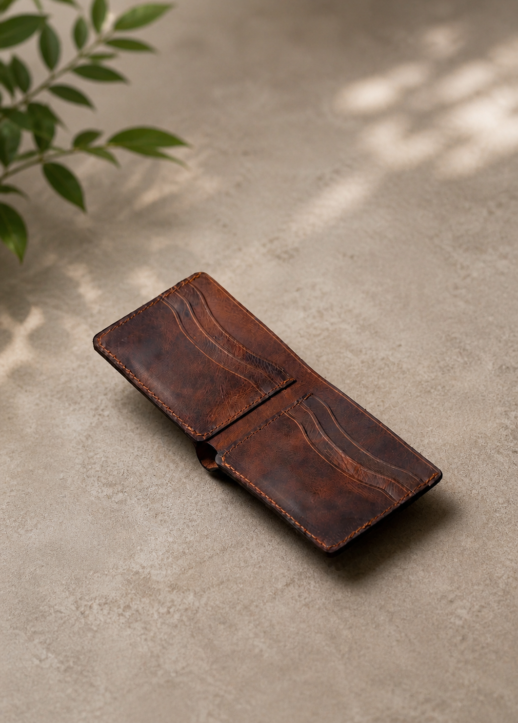 Petit portefeuille cuir homme minimaliste — gravure prénom | CréaBySana