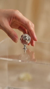 Vidéo du trousseau de mariage en plexiglass garni de bijoux et de roses