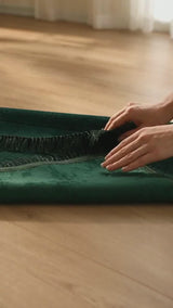 Vidéo du tapis de prière en velours vert brodé au prénom Fatima
