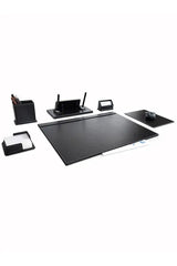 Set bureau cuir personnalisé — porte-stylos et support écran gravure laser | CréaBySana