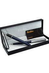 Coffret de luxe ouvert avec la parure de stylos Scrikss et son certificat de garantie