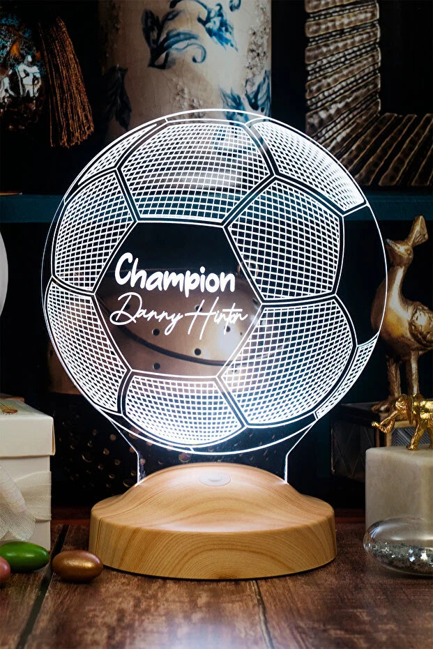 Veilleuse LED ballon football personnalisée — cadeau foot enfant | CréaBySana