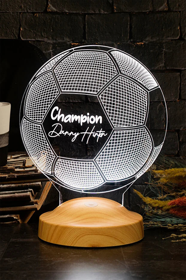 Veilleuse personnalisée ballon football gravée au prénom — cadeau joueur | CréaBySana