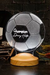 Veilleuse personnalisée ballon football gravée au prénom — cadeau joueur | CréaBySana